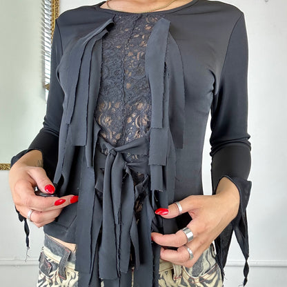 la copains black lace long sleeved top