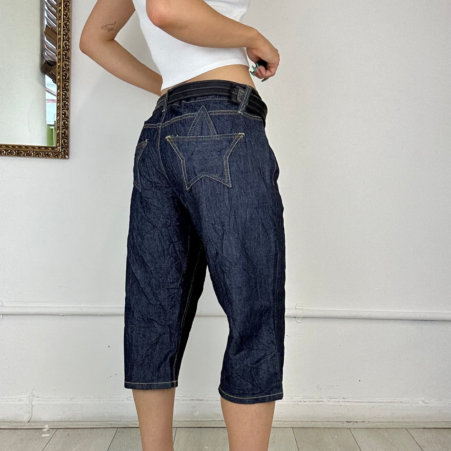 2000's long denim shorts,