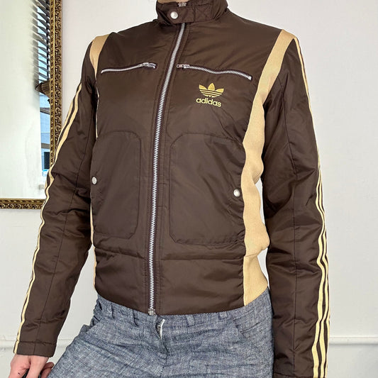 vintage adidas brown puffer jacket