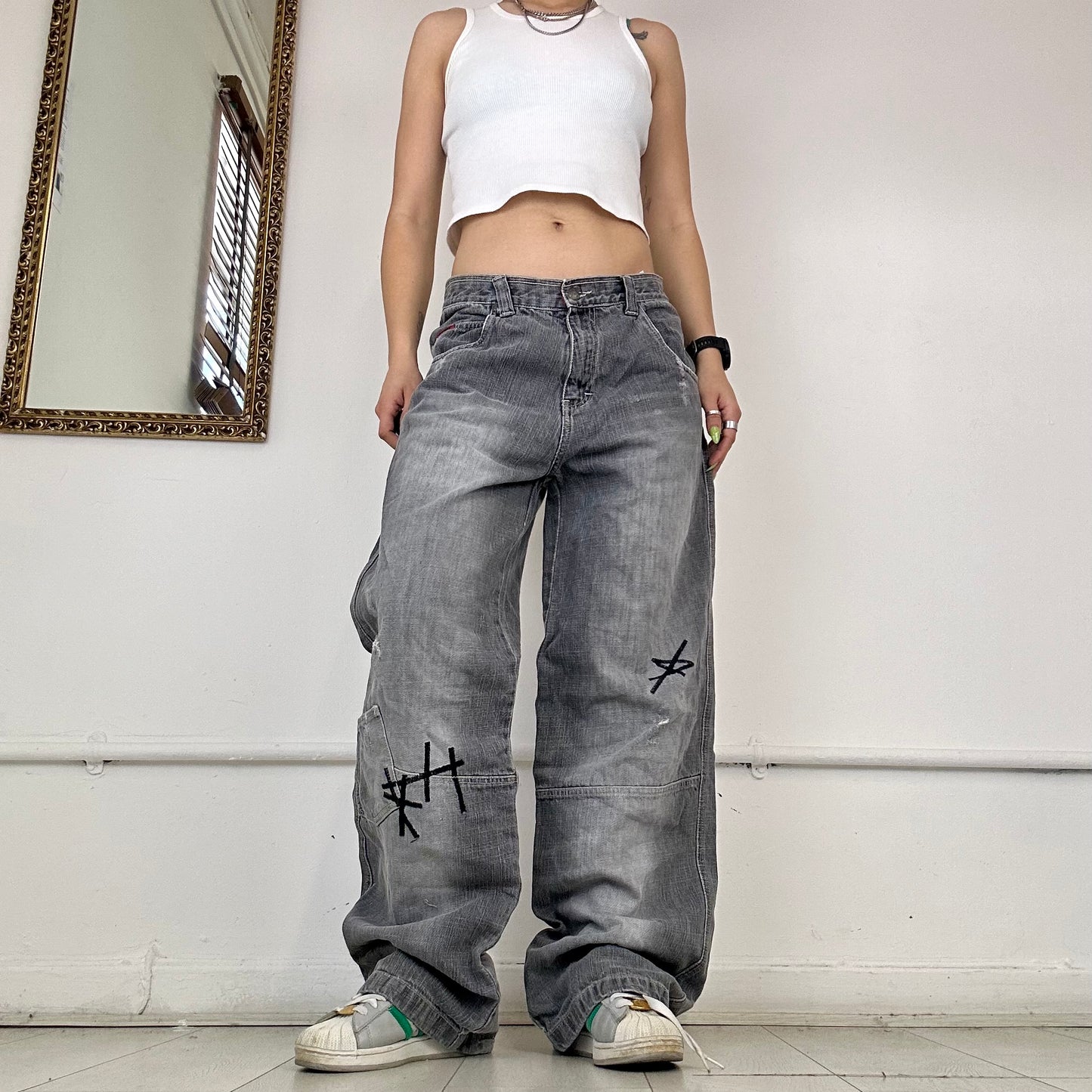 90's grey baggy washed jeans