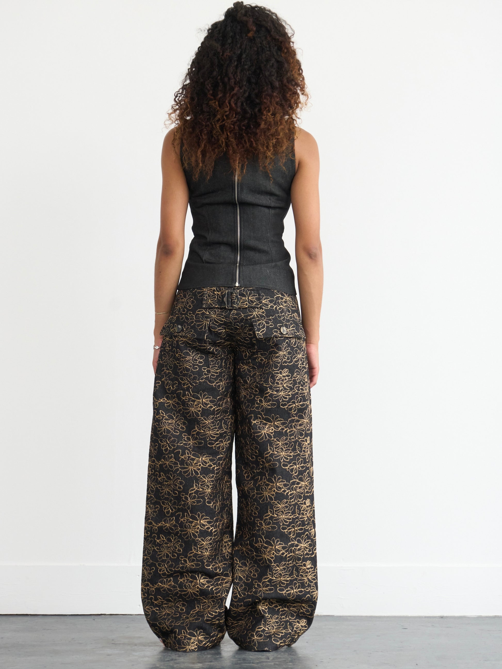 jean ample - denim anthracite brodé inversé