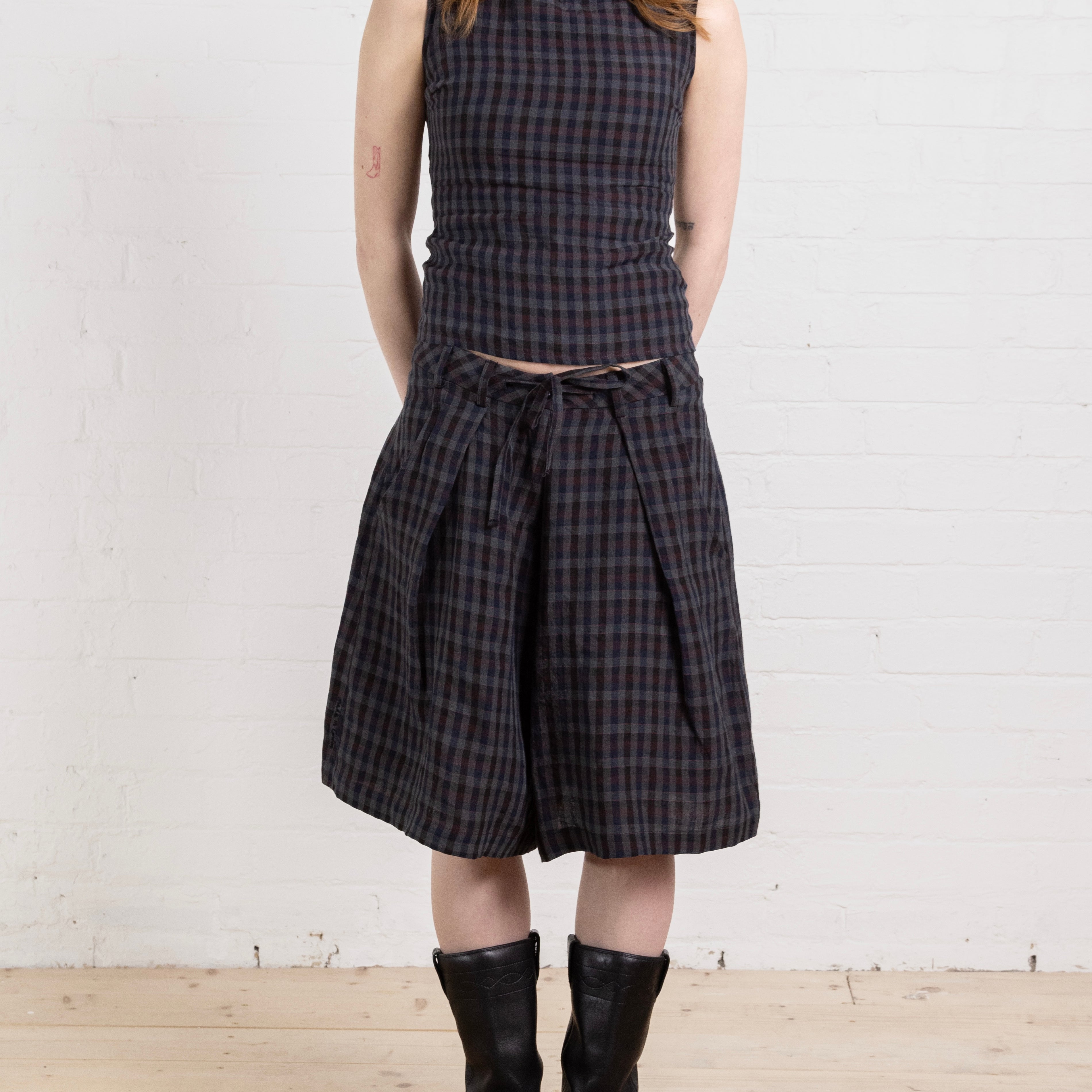 lake short - gingham linen