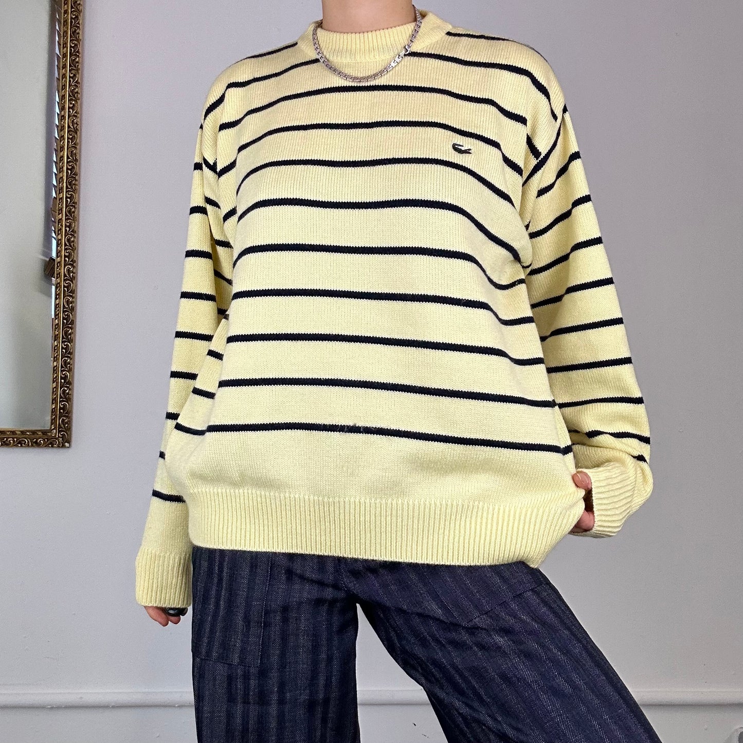 lacoste stripe knit jumper