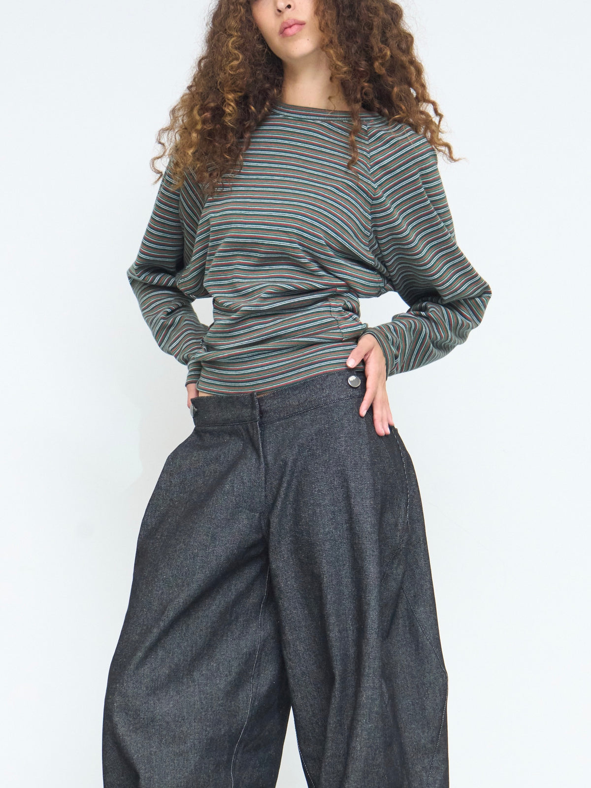 robin top - green stripe