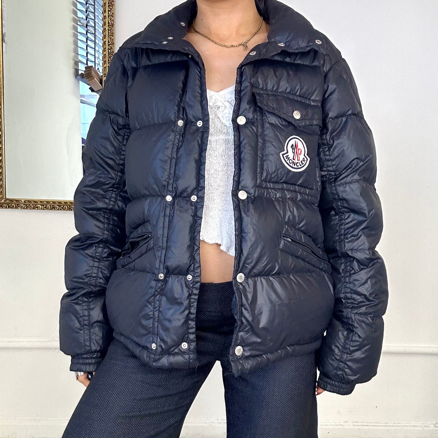 vintage moncler black puffer coat