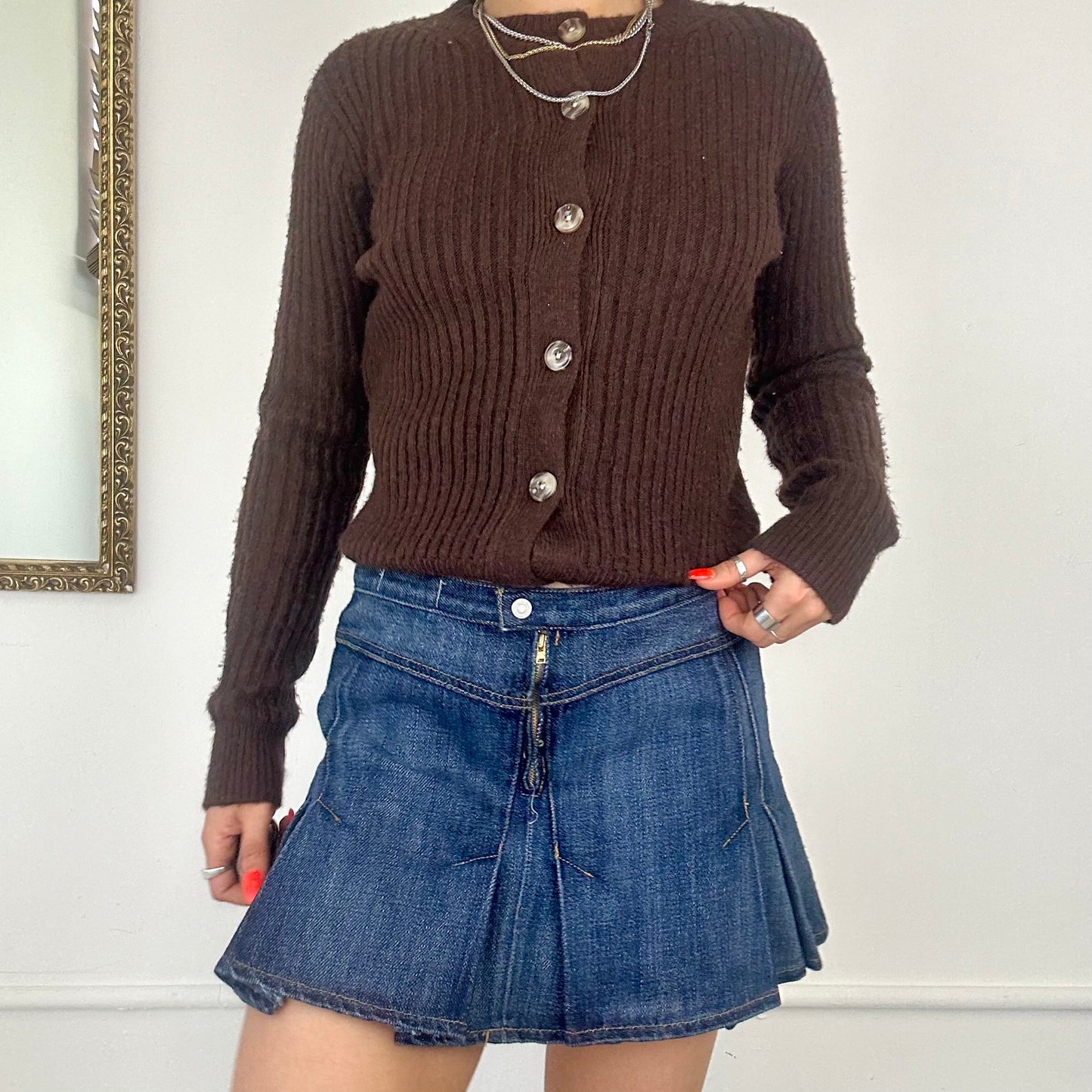 vintage brown knitted cardigan