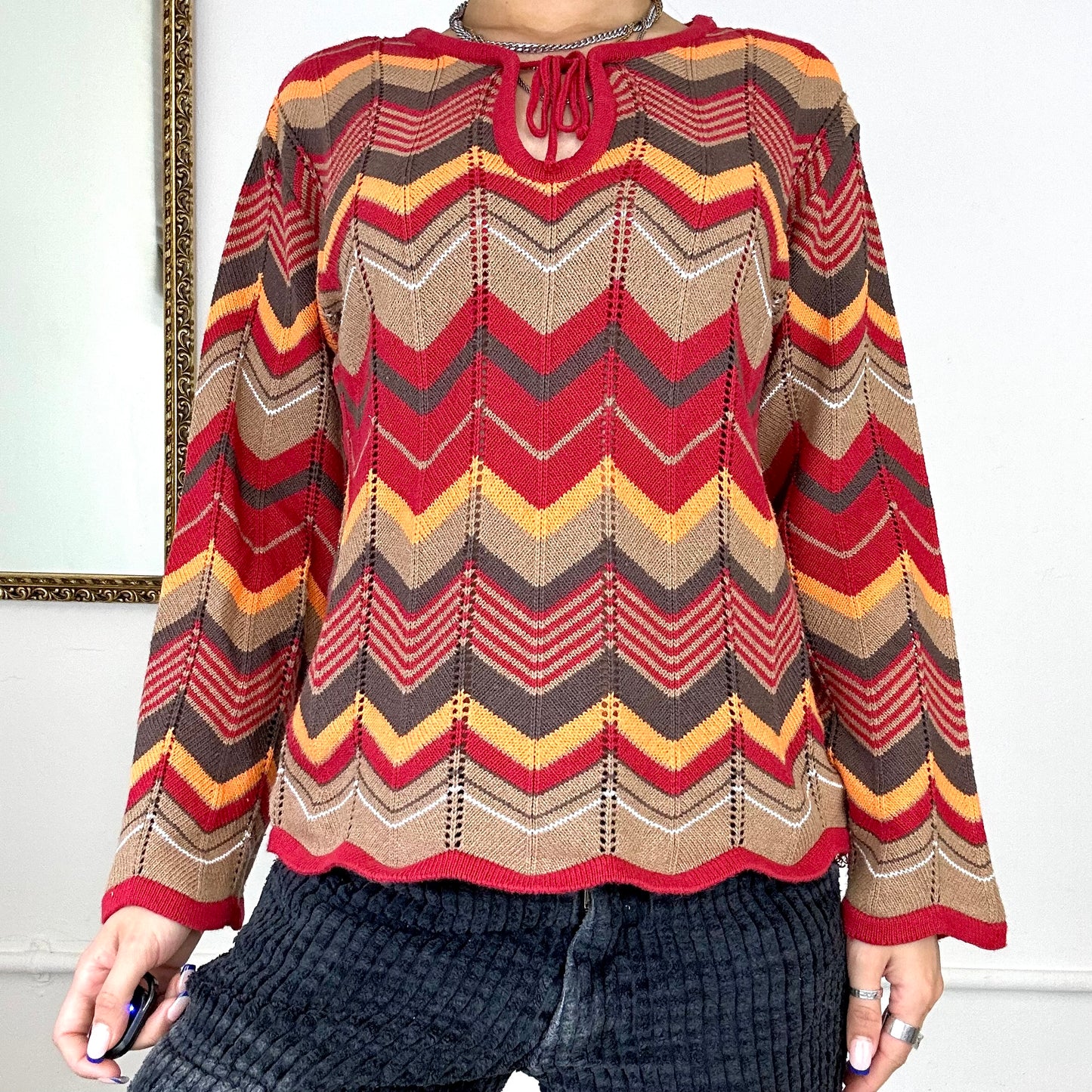 colourful knit long sleeve top