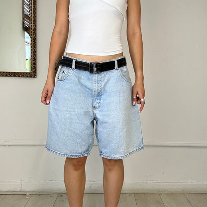 baggy light wash denim shorts