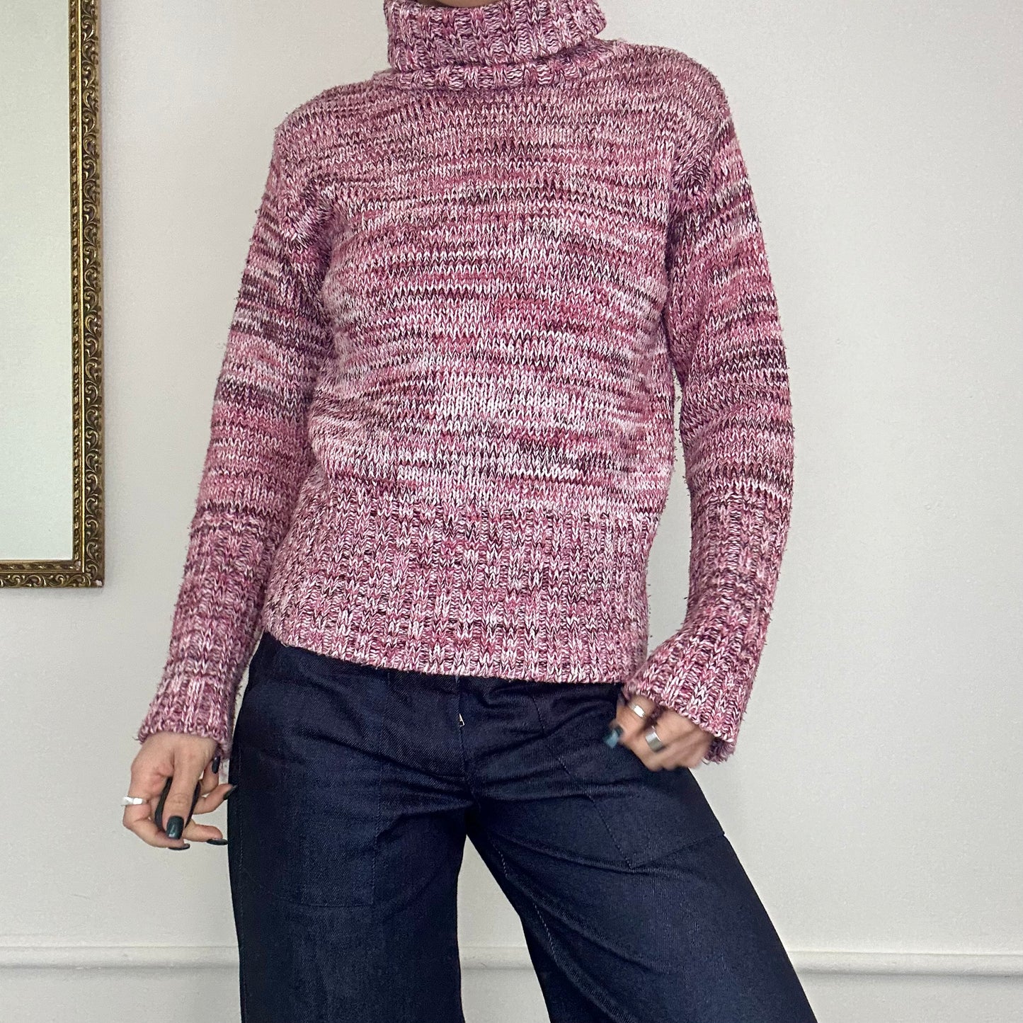 00's chunky knit roll neck jumper