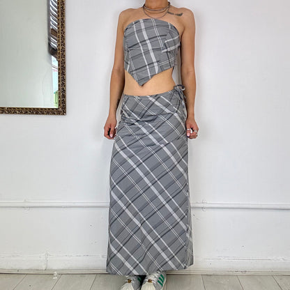 90s co-ord grey checkered set