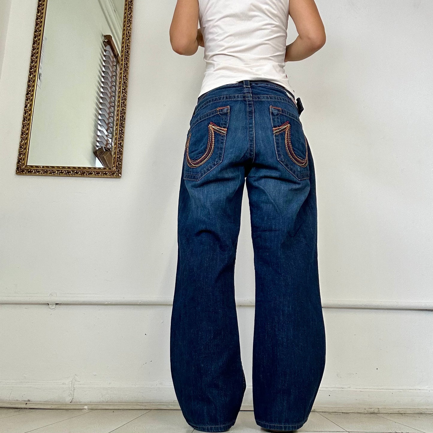 vintage true religion contrast stitch jeans