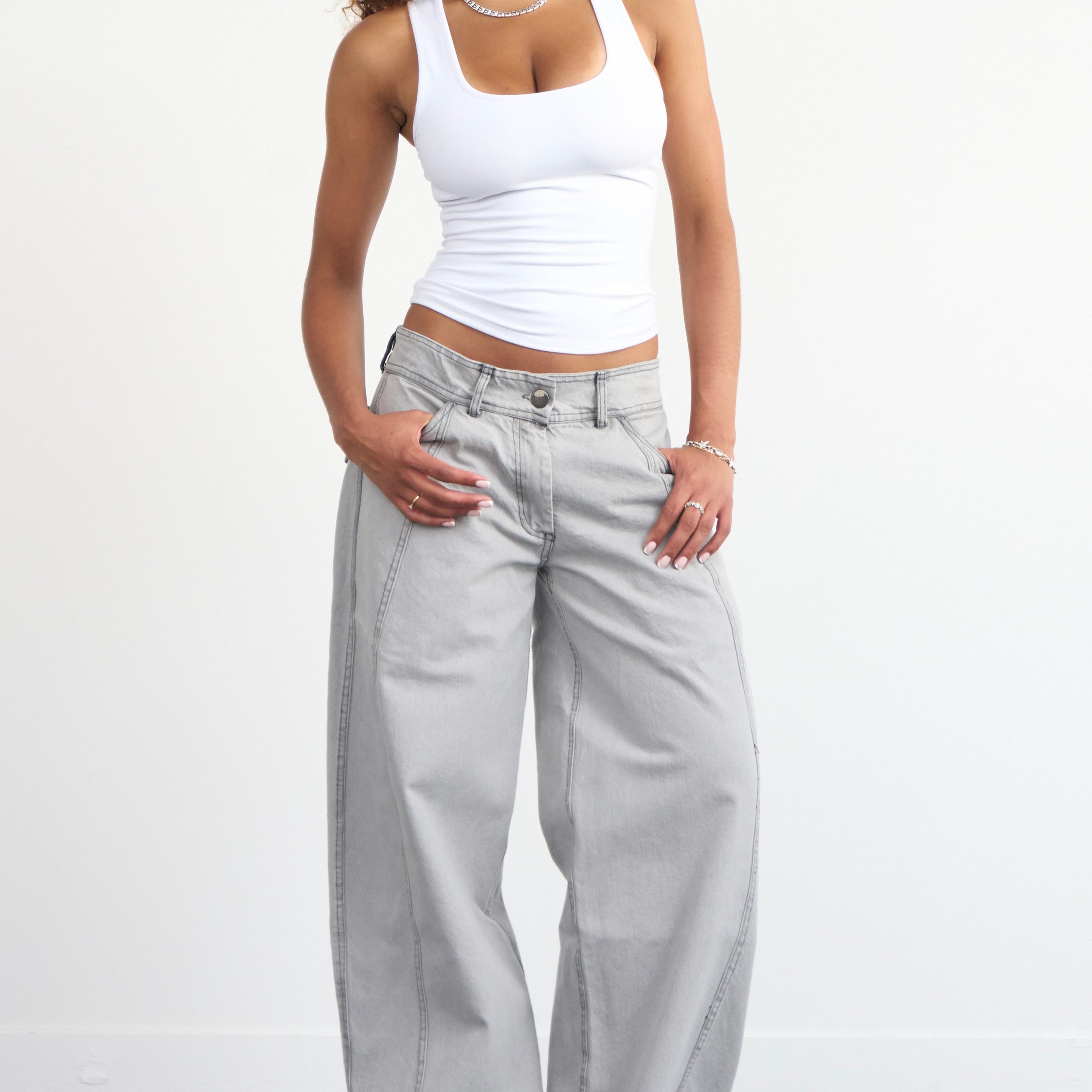 balloon jean - grey washed denim