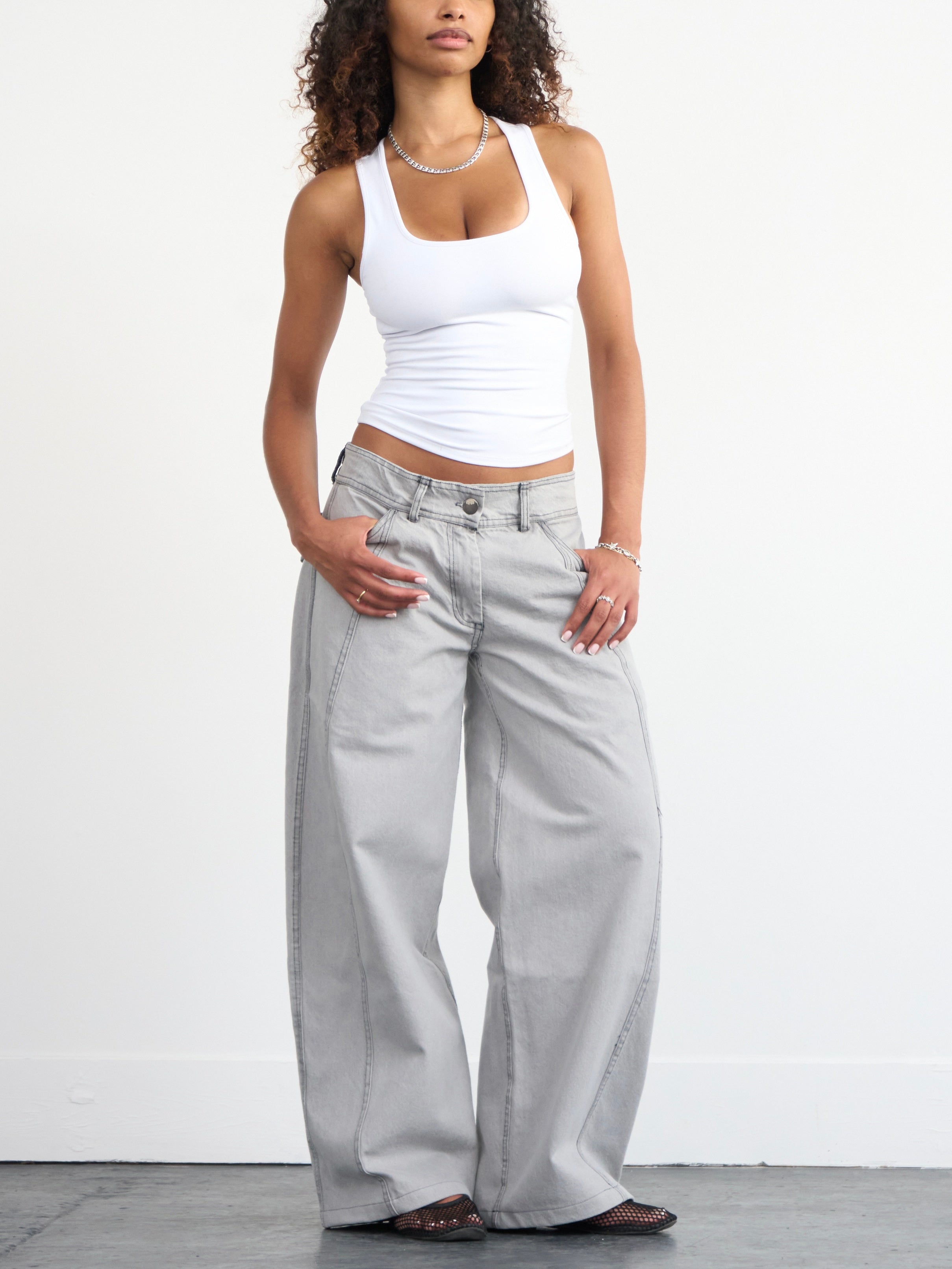 balloon jean - grey washed denim