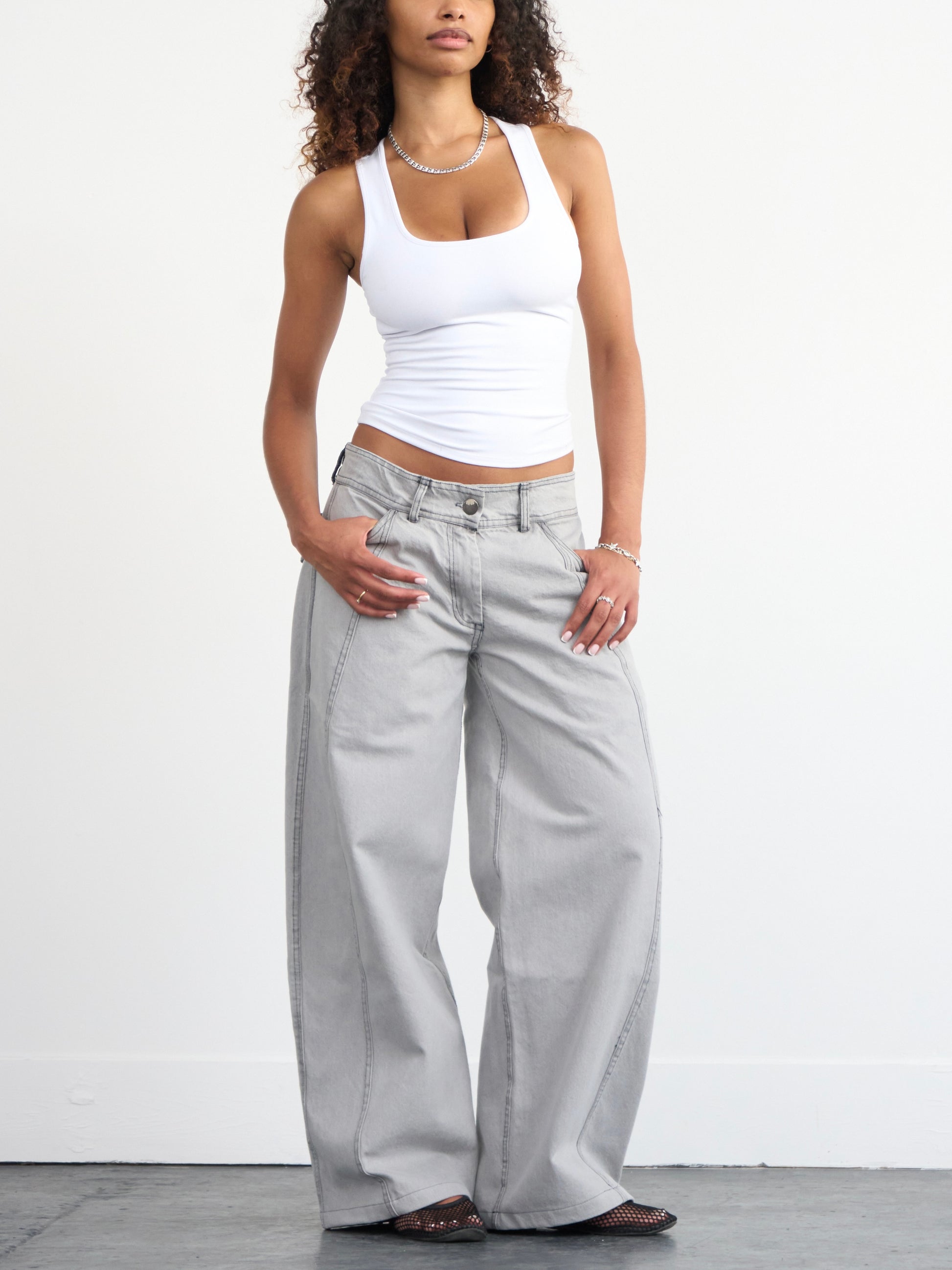 balloon jean - grey washed denim