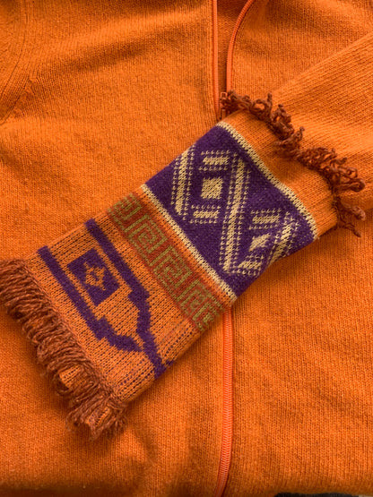 Vintage orange knit zip up jumper