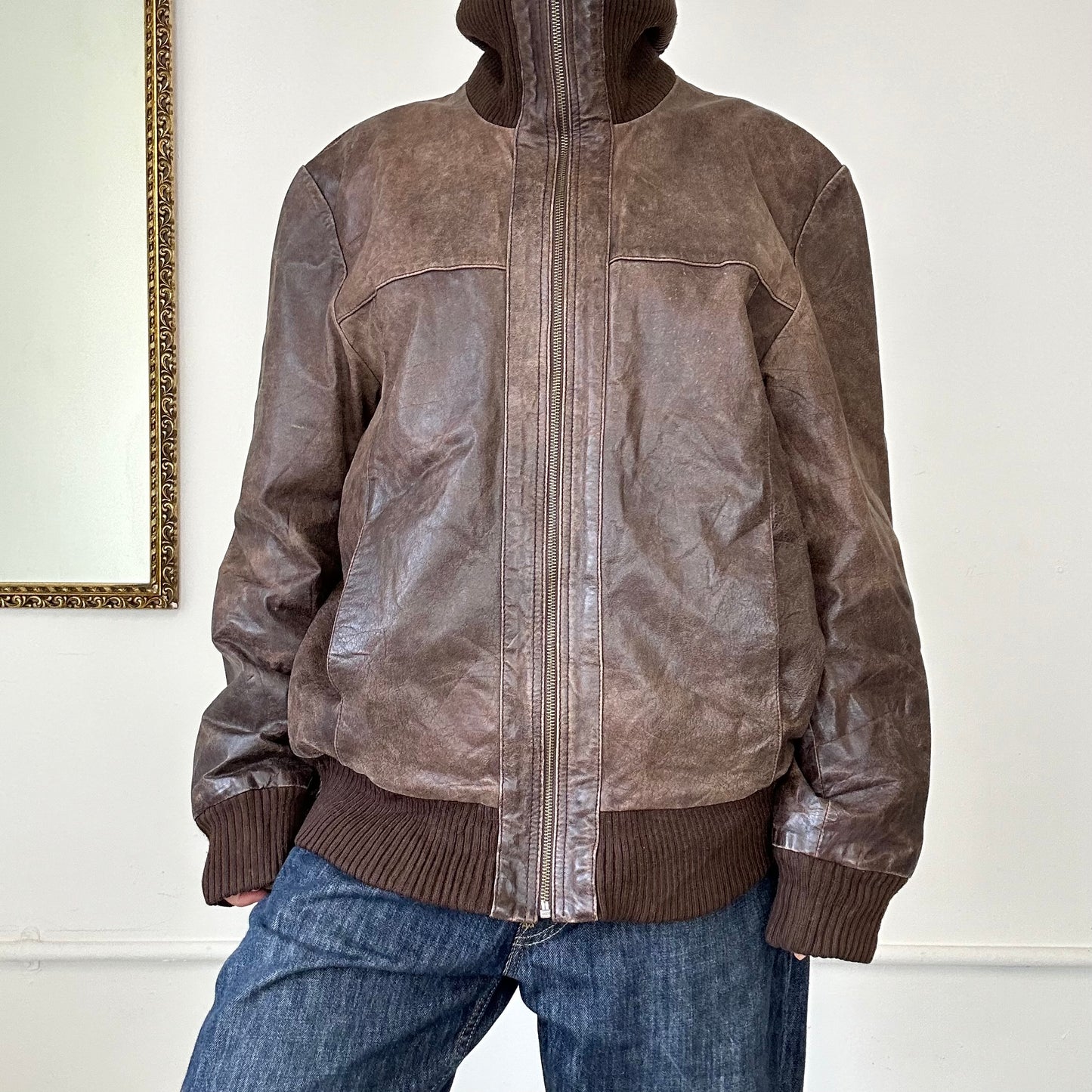 vintage brown leather jacket