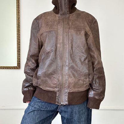 vintage brown leather jacket