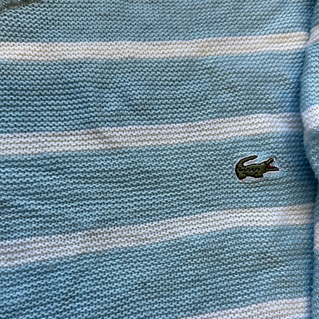 vintage baby blue striped lacoste knitted jumper