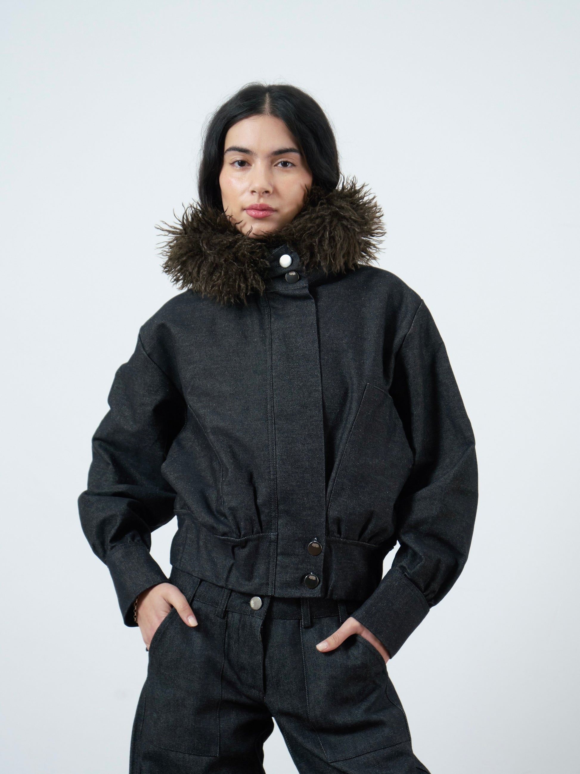 slouch jacket - dark grey denim