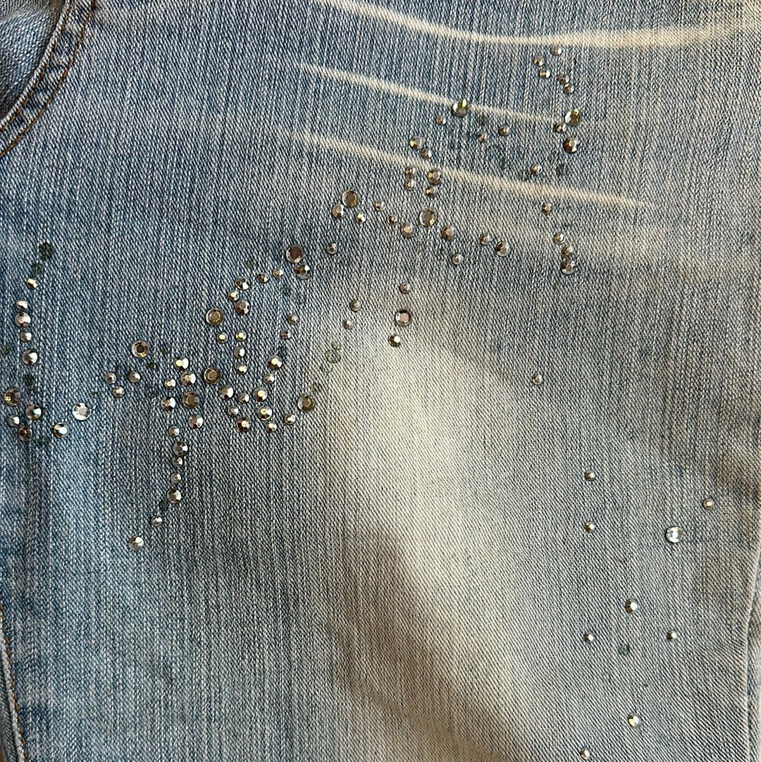 flared light wash diamantés jeans