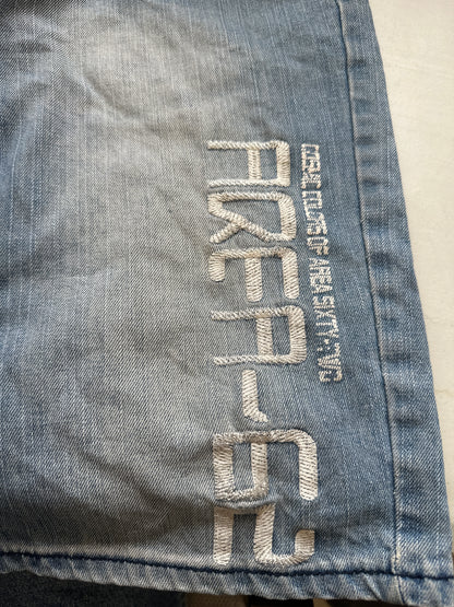 faded denim long jorts