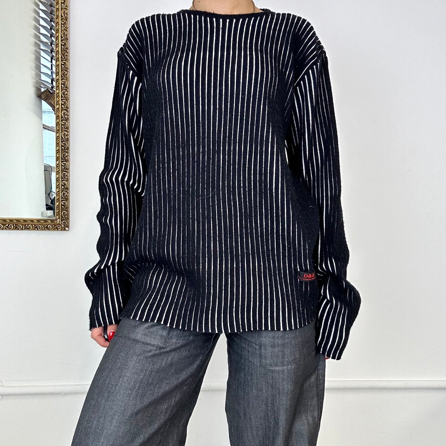 dolce & gabbana striped oversized jumper