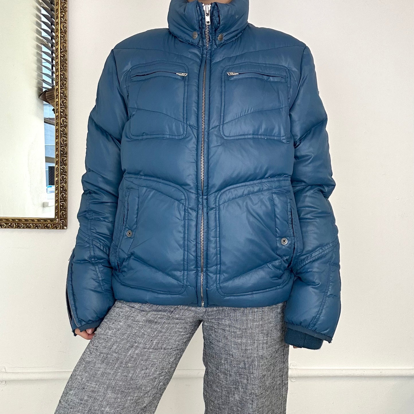 diesel blue zip up puffer jacket