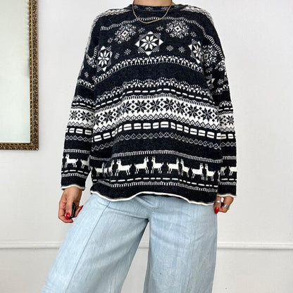 vintage patterned knitted jumper