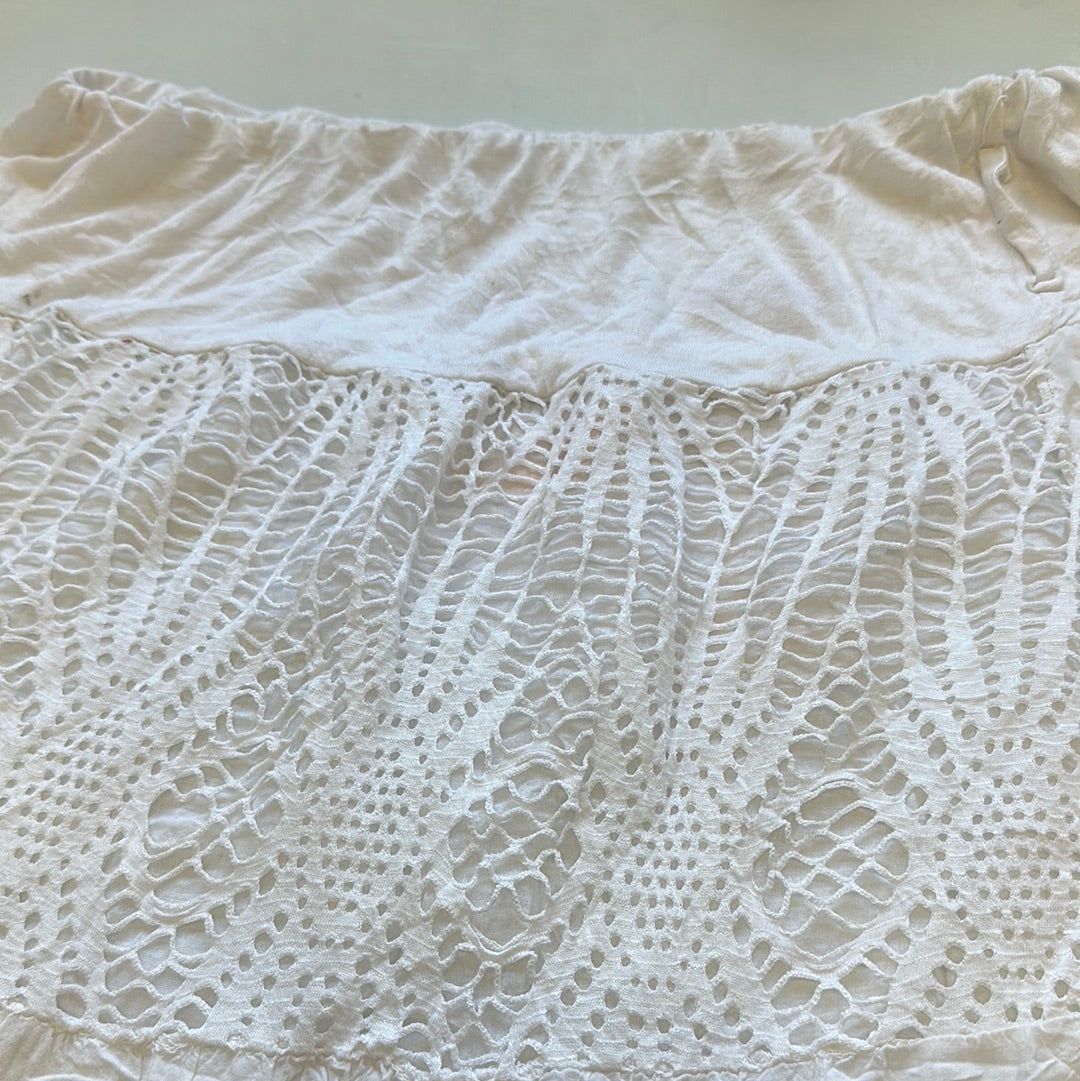 00s white lace maxi skirt