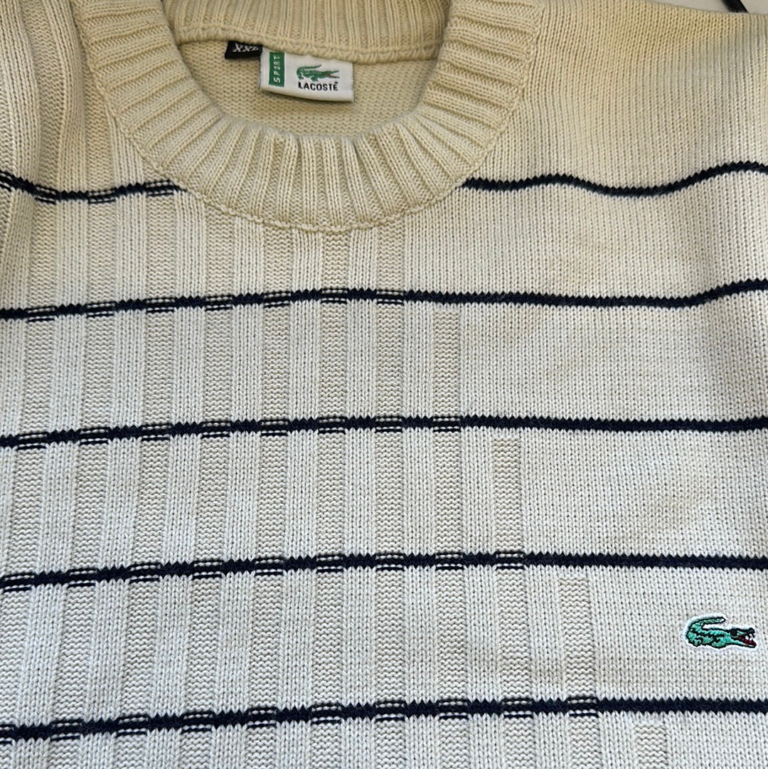 vintage cream striped knitted lacoste jumper