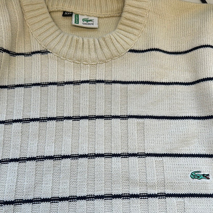 vintage cream striped knitted lacoste jumper