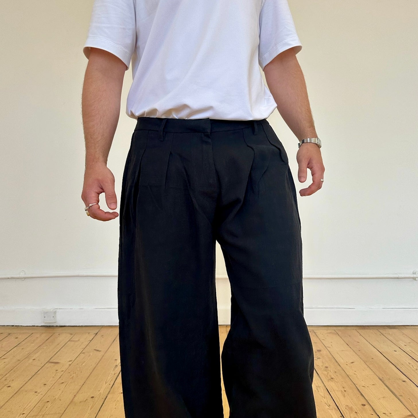 Parker-Hose – schwarzes Leinen