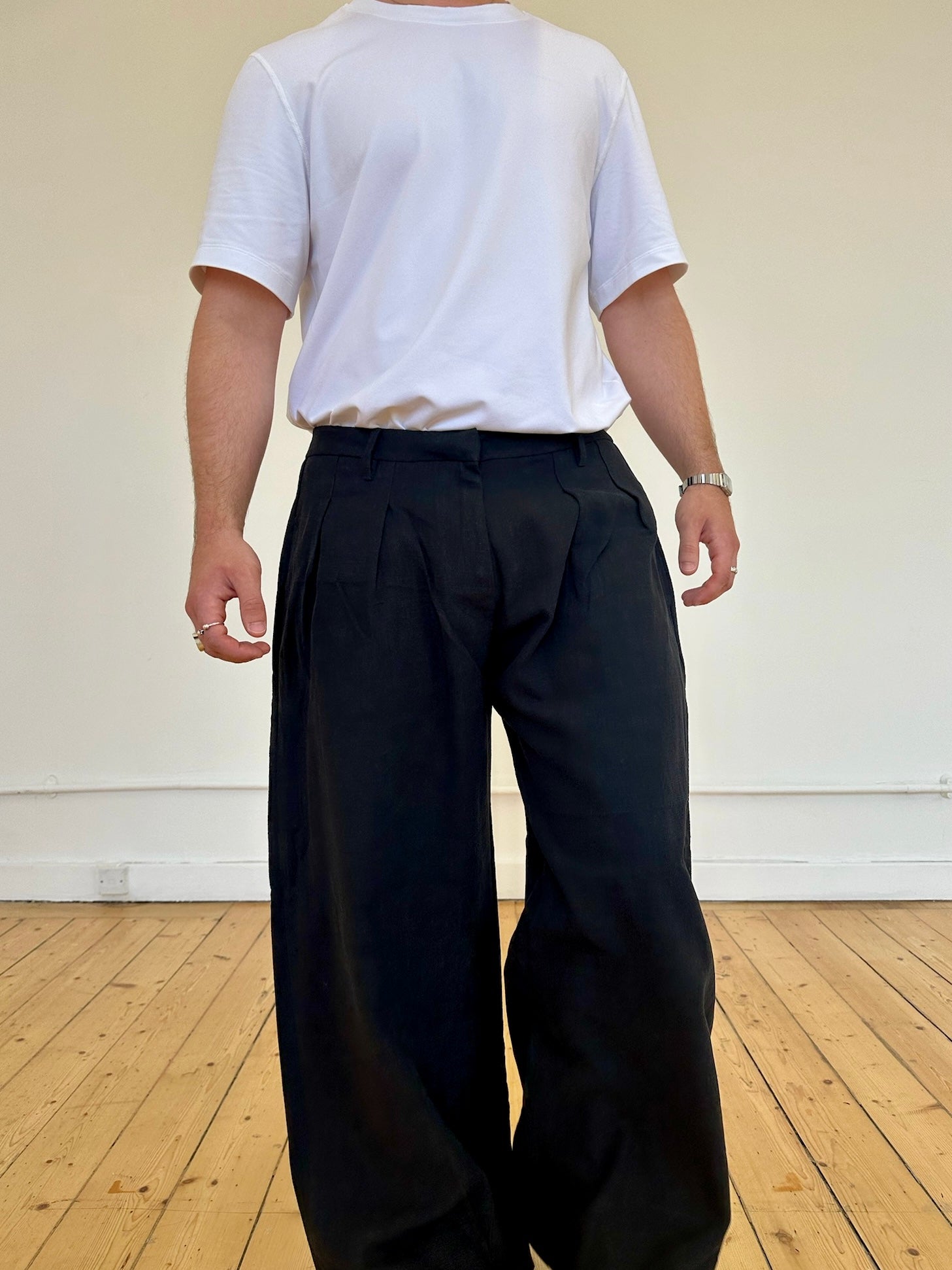 parker trouser - black linen