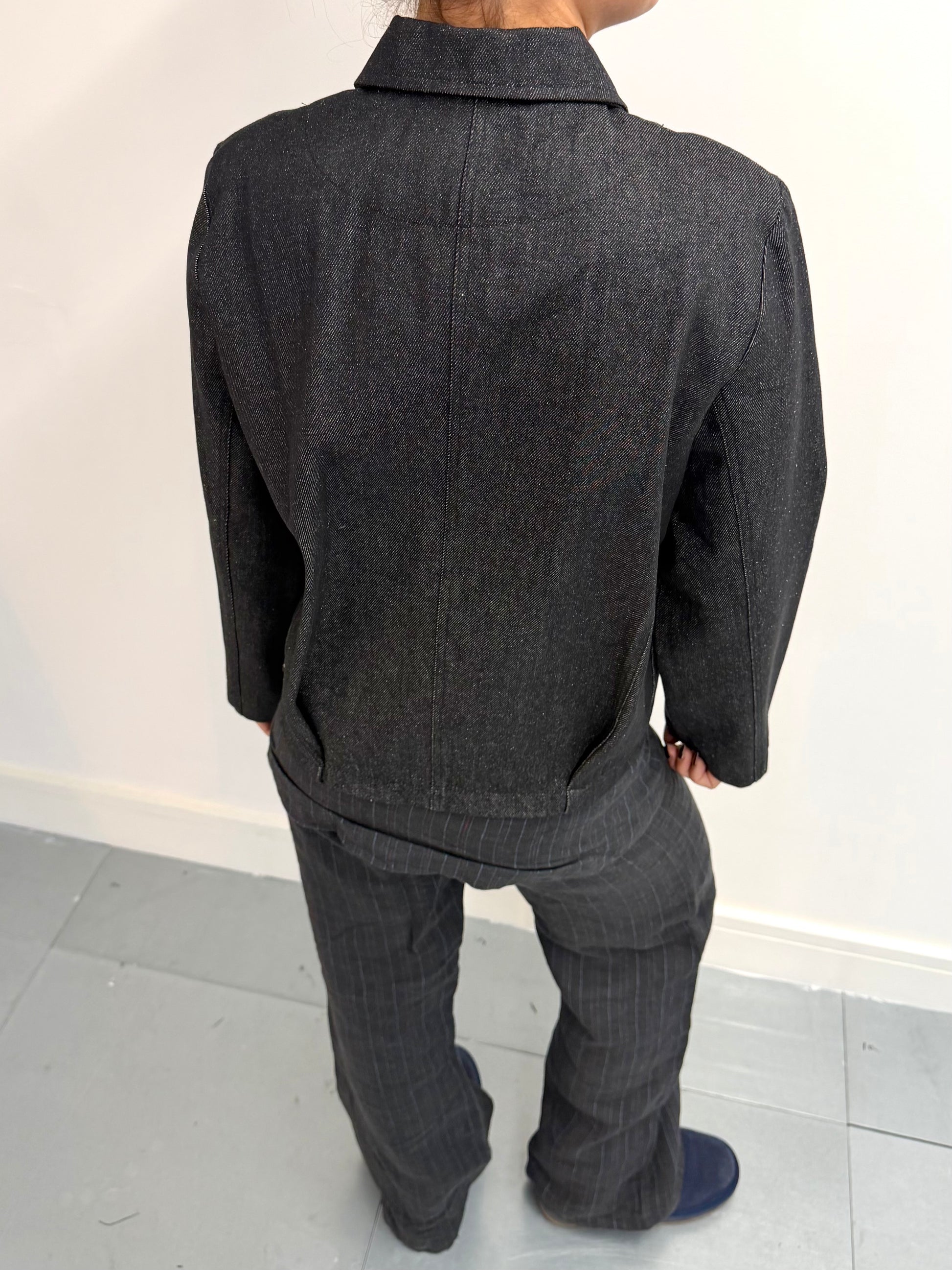 SAMPLE dark grey denim button up jacket