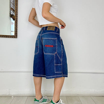 dark wash baggy cargo jorts