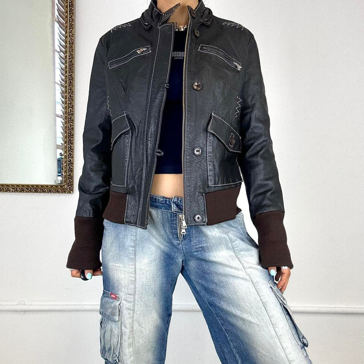 vintage leather bomber jacket