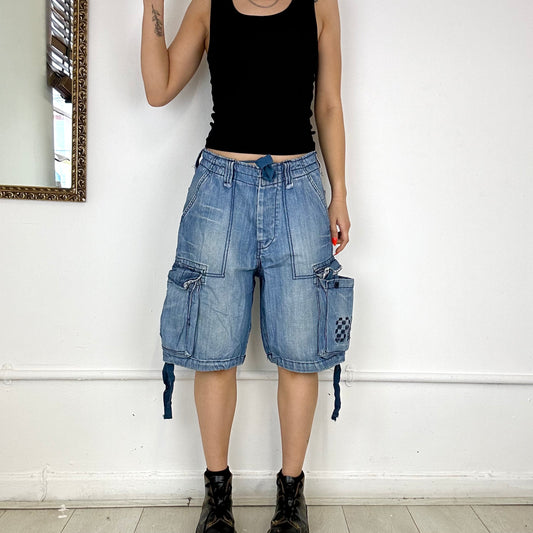 baggy denim cargo shorts