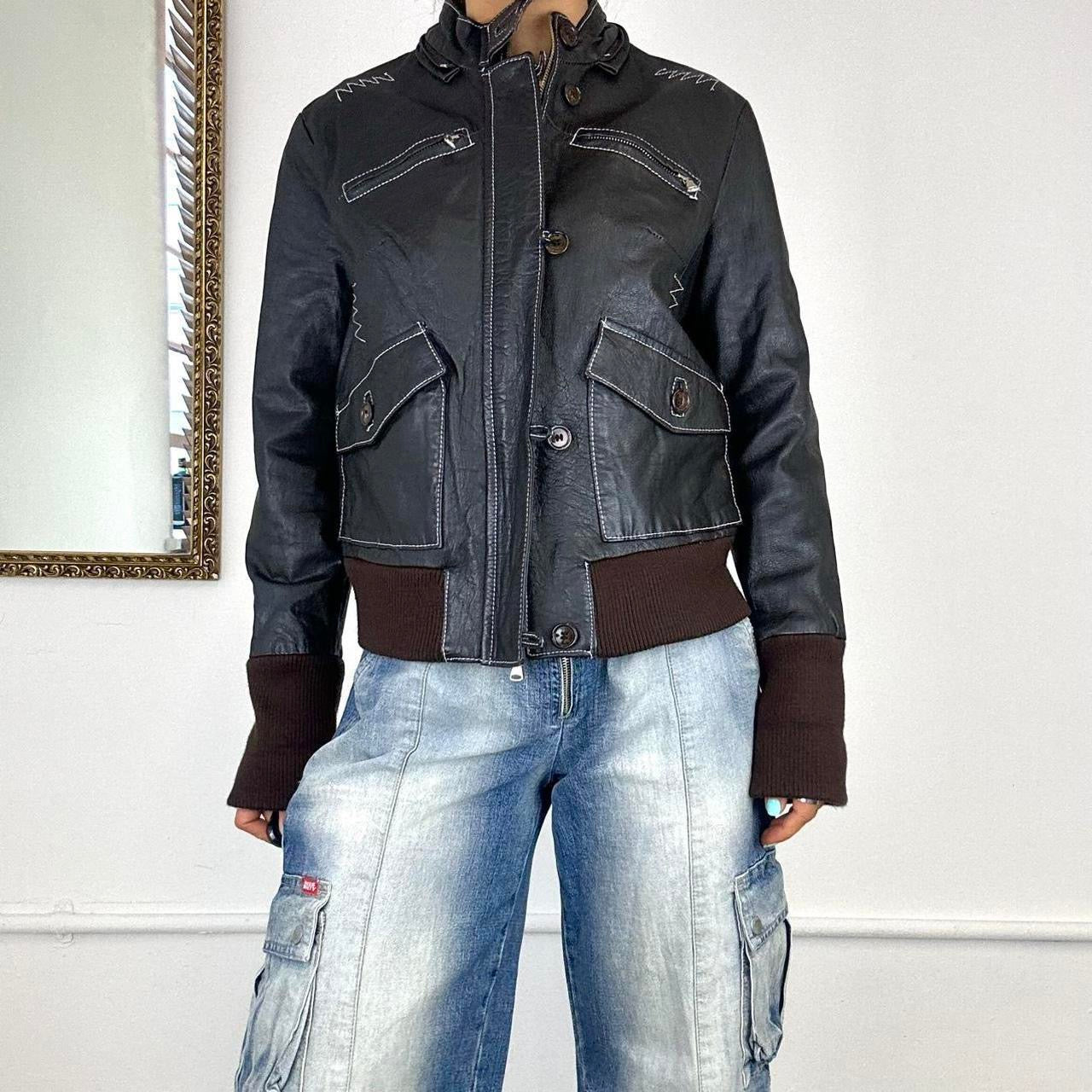 vintage leather bomber jacket