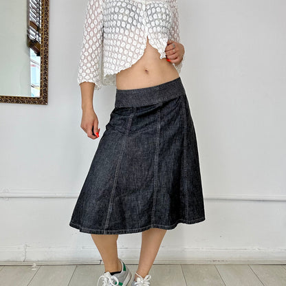 calvin klein denim midi skirt