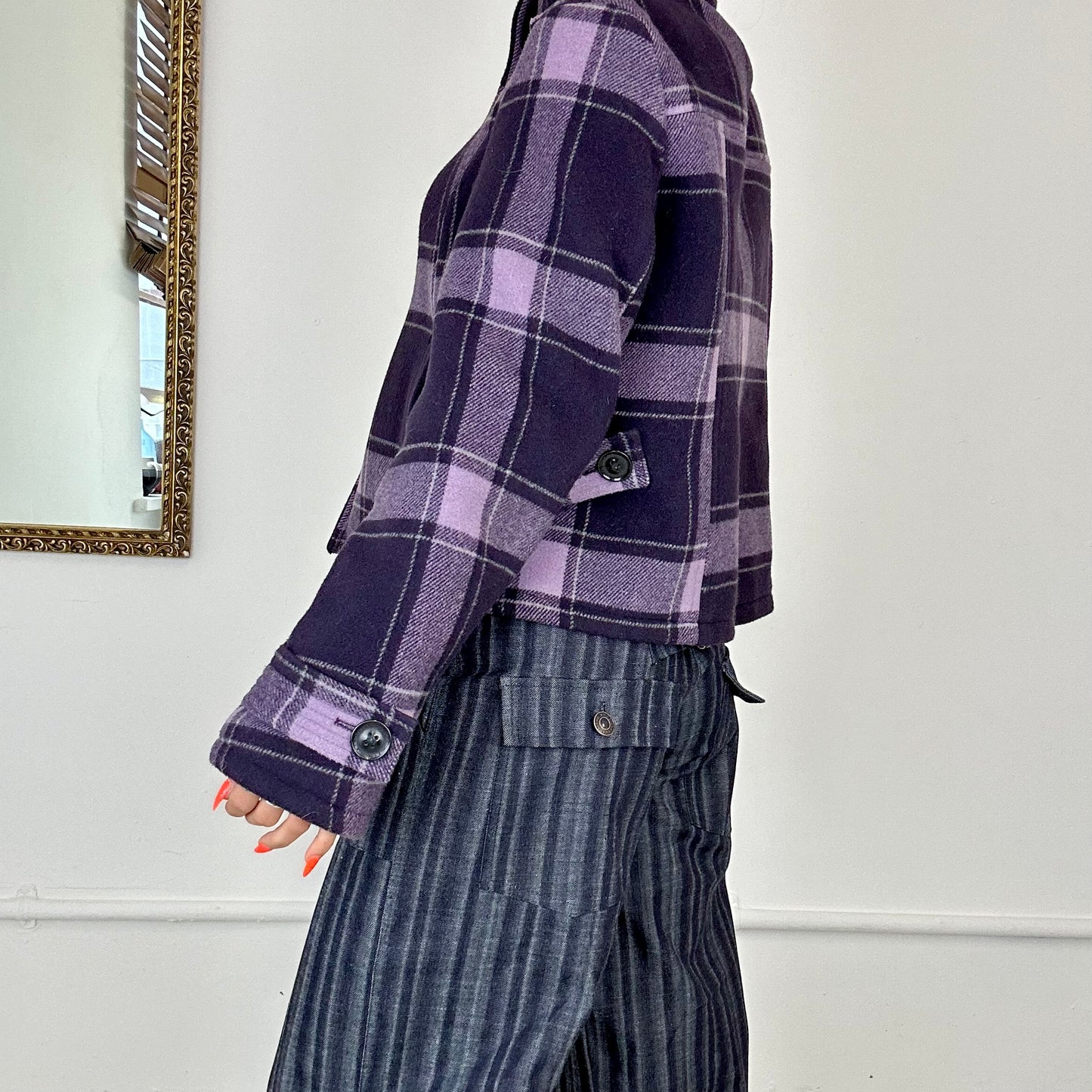 2000s checkered button up coat