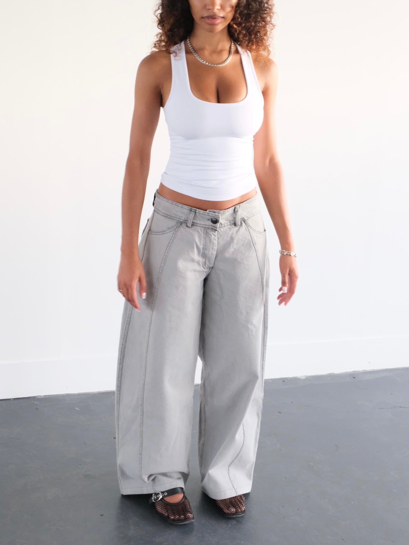 balloon jean - grey washed denim