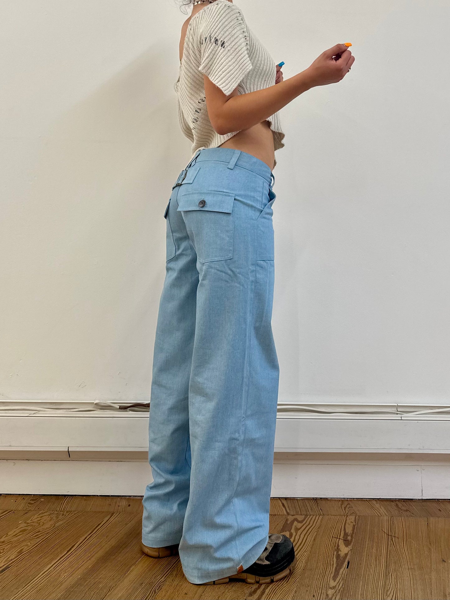 the slouch in light wash denim