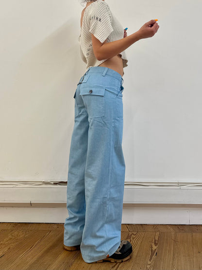 the slouch in light wash denim