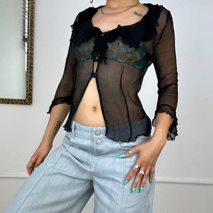 vintage mesh button up blouse