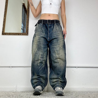 2000's baggy two tone jeans