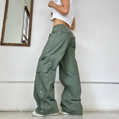 khaki wide leg cargo trousers