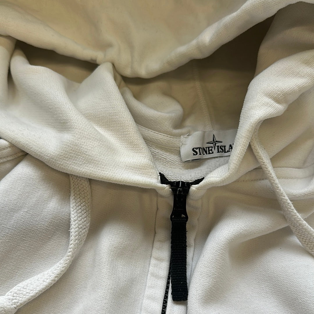 stone island white zip up hoodie