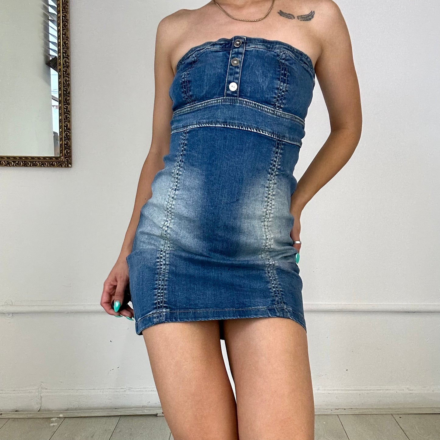 2000's denim mini dress