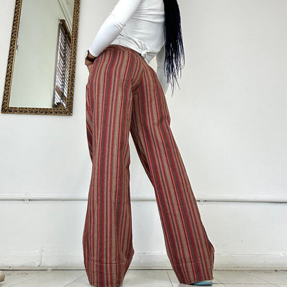 red stripped flared trousers