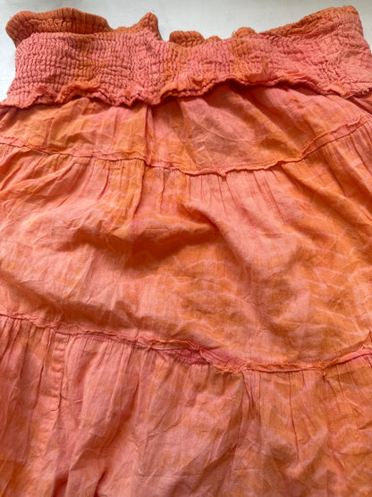 orange ombré print tiered maxi skirt